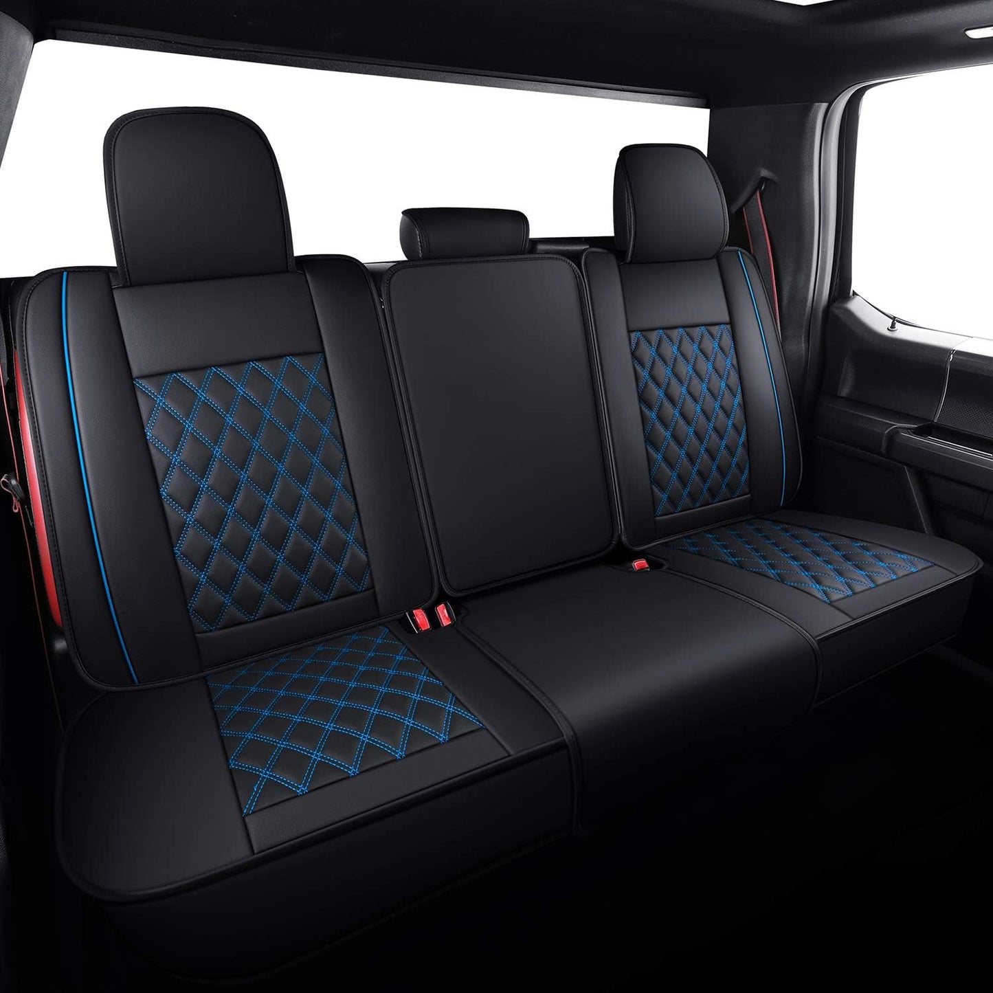 LUCKYMAN CLUB Car Seat Covers Full Set with Waterproof Leather, Automotive Vehicle Cushion Cover for Cars SUV Pick-up Truck Fit for 2009 to 2024 Ford F150 Carhartt and 2017 to 2024 F250 F350 F450