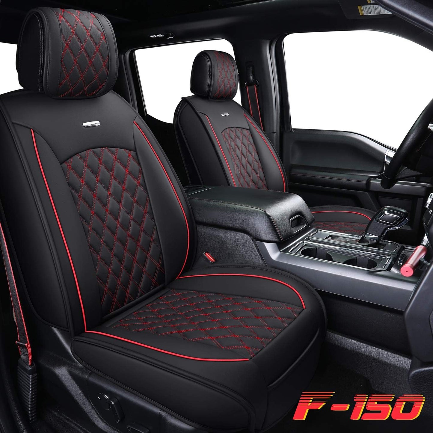 LUCKYMAN CLUB Car Seat Covers Full Set with Waterproof Leather, Automotive Vehicle Cushion Cover for Cars SUV Pick-up Truck Fit for 2009 to 2024 Ford F150 Carhartt and 2017 to 2024 F250 F350 F450