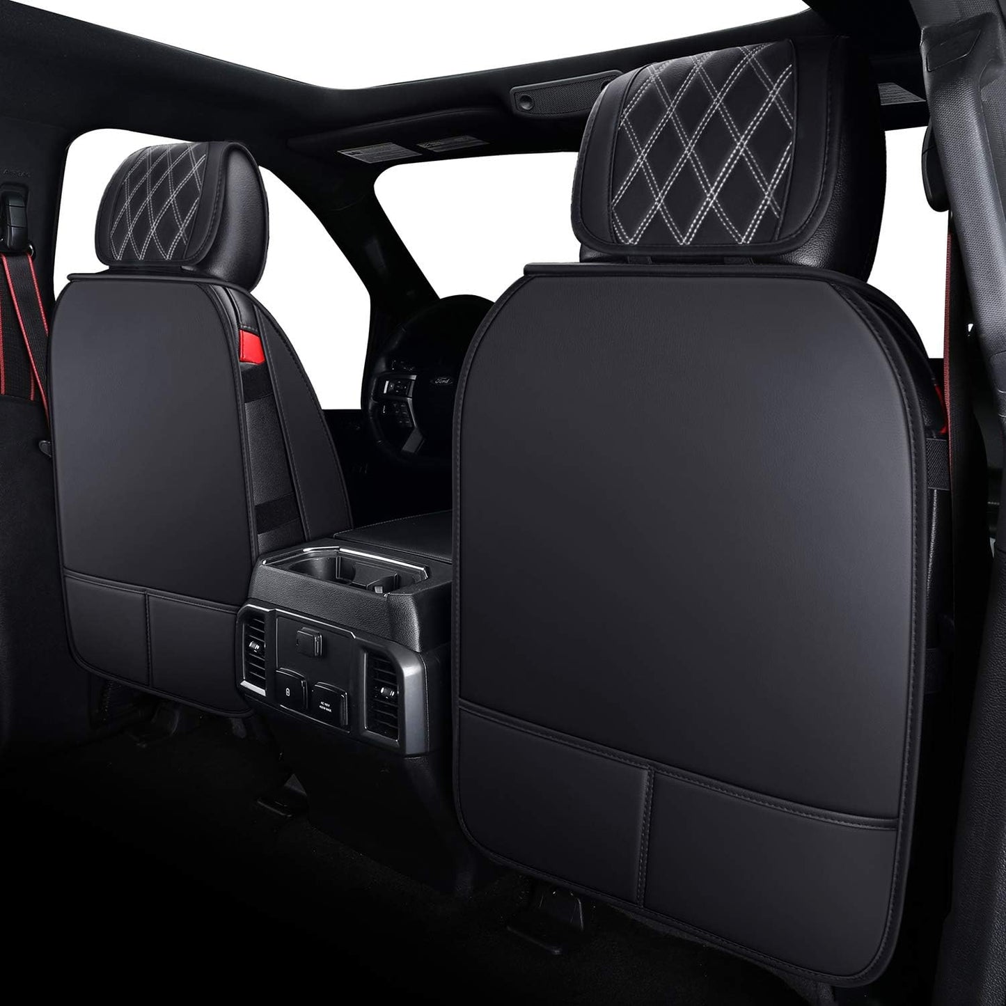 LUCKYMAN CLUB Car Seat Covers Full Set with Waterproof Leather, Automotive Vehicle Cushion Cover for Cars SUV Pick-up Truck Fit for 2009 to 2024 Ford F150 Carhartt and 2017 to 2024 F250 F350 F450