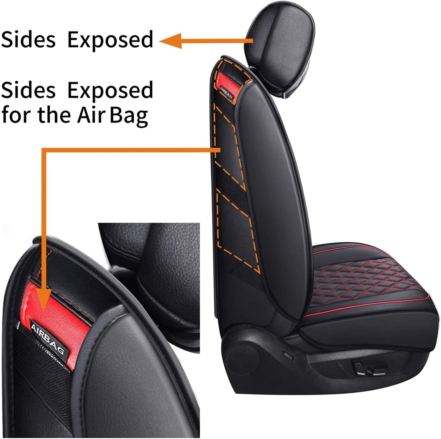 LUCKYMAN CLUB Car Seat Covers Full Set with Waterproof Leather, Automotive Vehicle Cushion Cover for Cars SUV Pick-up Truck Fit for 2009 to 2024 Ford F150 Carhartt and 2017 to 2024 F250 F350 F450