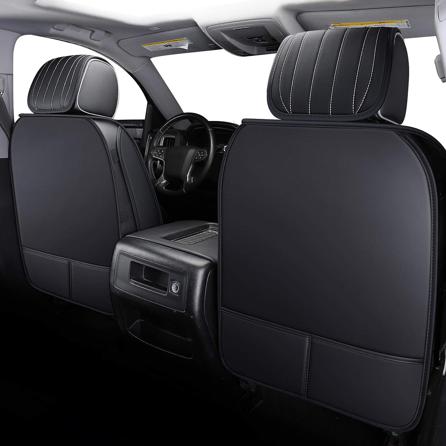 LUCKYMAN CLUB Chevrolet Chevy Silverado GMC Sierra Car Seat Covers Full Set with Waterproof Leather, Fit for 2007-2024 1500/2500 HD / 3500 HD Crew,Double,Extended Cab or Pickup Truck