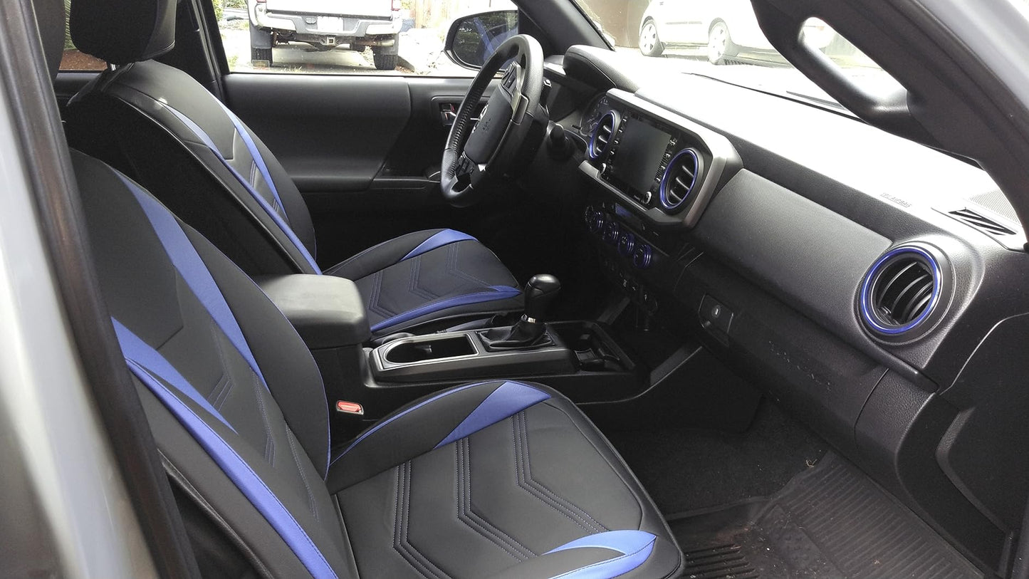 LUCKYMAN CLUB 2005-2023 Tacoma Seat Covers Full Set Waterproof leather for Tacoma Double/Crew Cab SR SR5 TRD Sport TRD Off-Road PreRunner Trims, with Waterproof Faux Leather All-enveloping, four seasons general, wear-resistant and scratch-resistant
