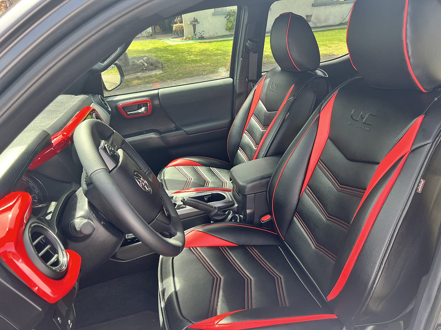LUCKYMAN CLUB 2005-2023 Tacoma Seat Covers Full Set Waterproof leather for Tacoma Double/Crew Cab SR SR5 TRD Sport TRD Off-Road PreRunner Trims, with Waterproof Faux Leather All-enveloping, four seasons general, wear-resistant and scratch-resistant