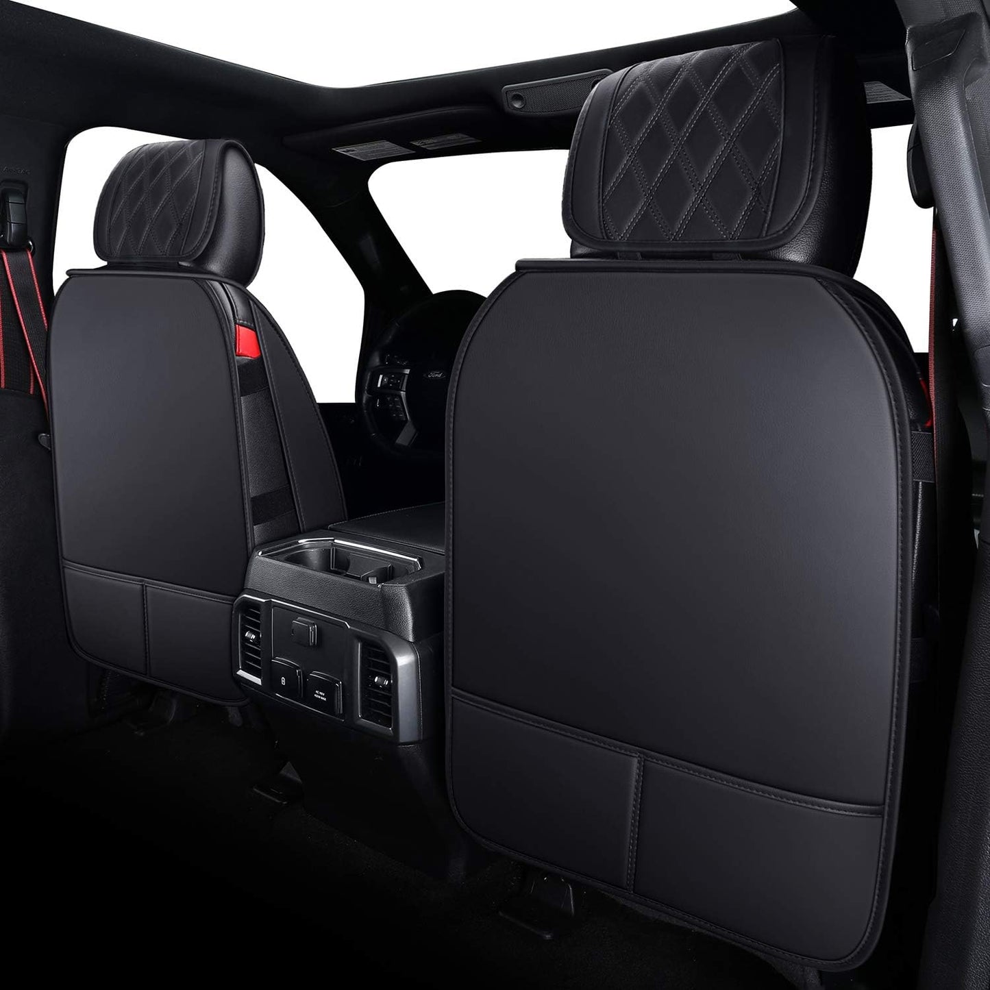 LUCKYMAN CLUB Car Seat Covers Full Set with Waterproof Leather, Automotive Vehicle Cushion Cover for Cars SUV Pick-up Truck Fit for 2009 to 2024 Ford F150 Carhartt and 2017 to 2024 F250 F350 F450