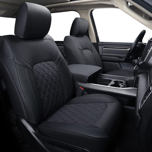 LUCKYMANCLUB Ram 1500Seat Covers,2011-2024,1500/2500/3500Crew Cab Waterproof Seat Covers FullSet, Custom Fit Ram Bighorn Laramie Limited Rebel Longhorn Pickup with 4/6 Split Rear Seat