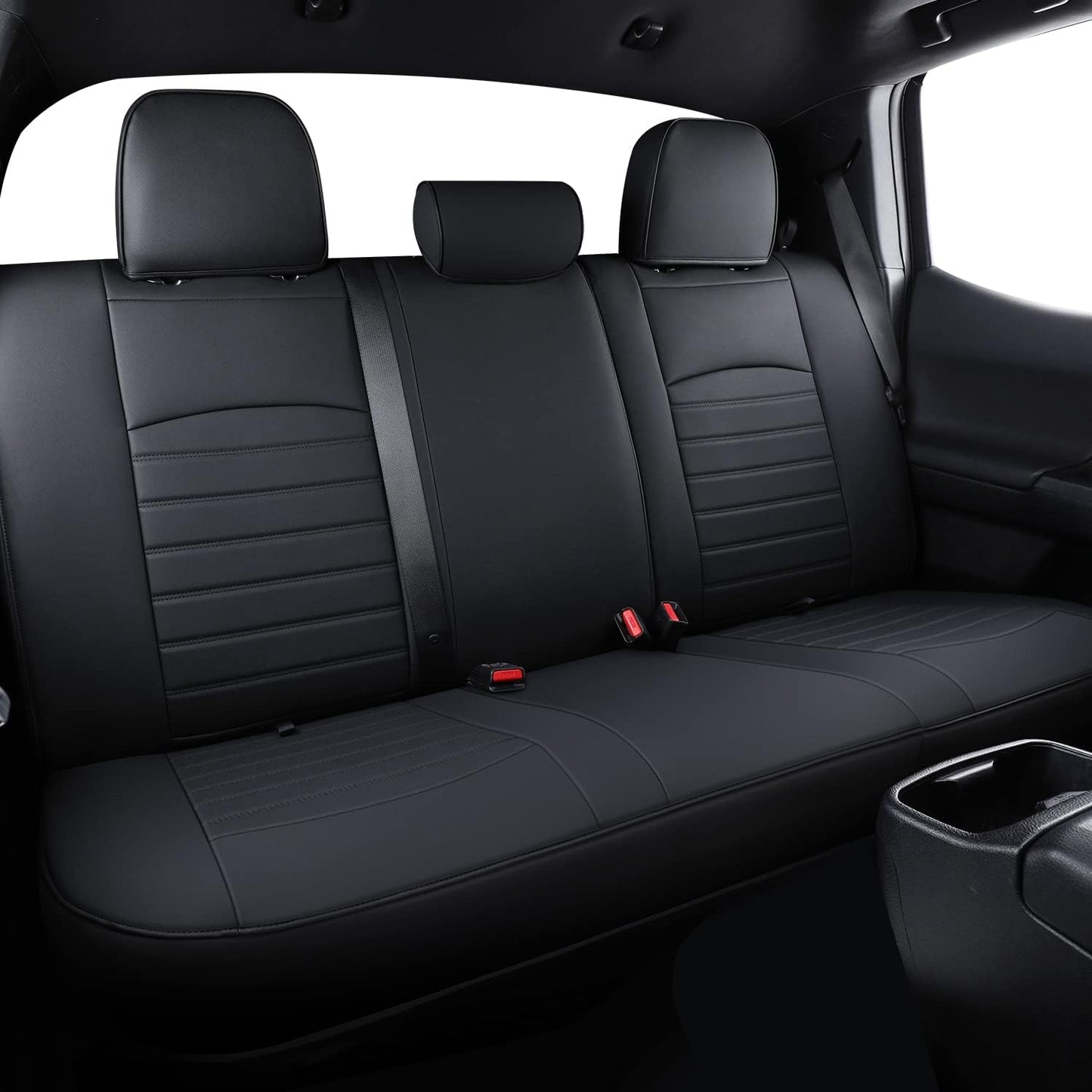 LUCKYMAN CLUB Tacoma Seat Covers, Fit for 2005-2023 Tacoma Crew Cab/Double Cab SR SR5 TRD Sport TRD Off-Road PreRunner with Water Proof Faux Leather