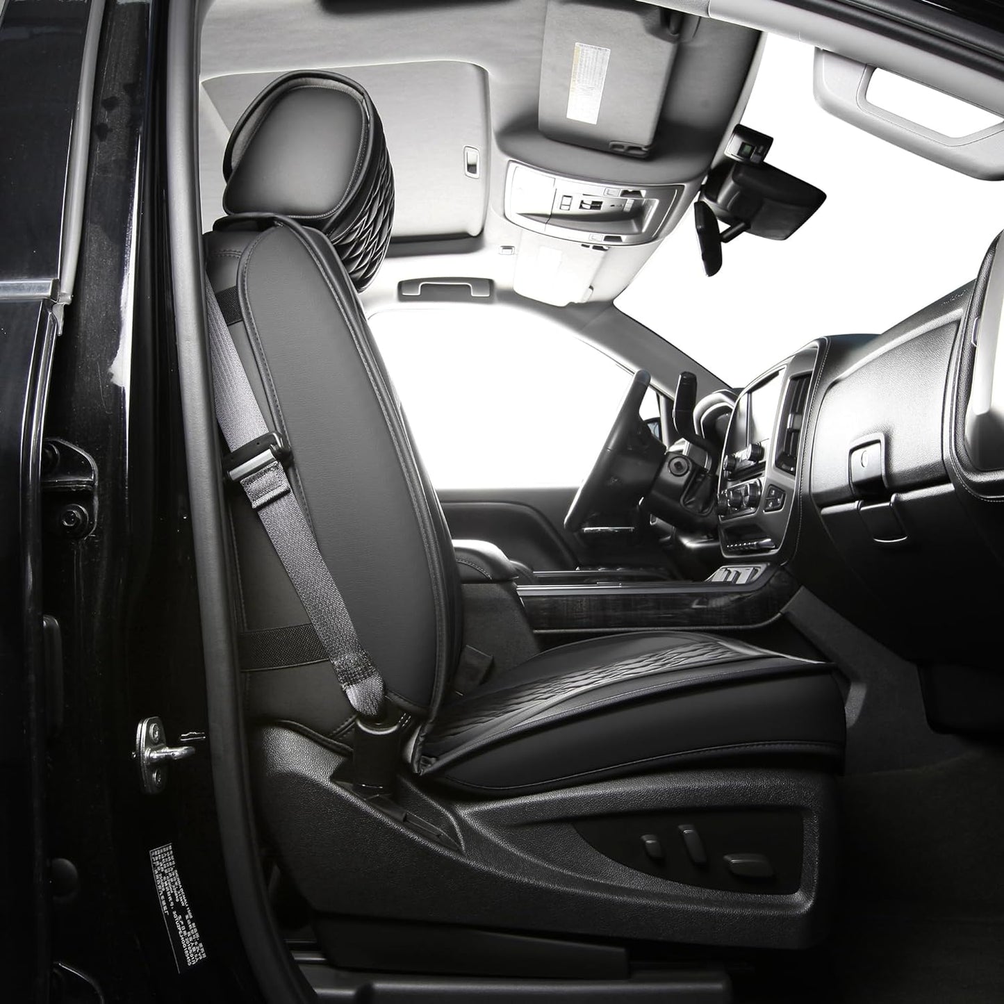LUCKYMAN CLUB Chevy Silverado Seat Covers,Leather Seat Covers for GMC Sierra,Custom Fit 2007-2024 1500 2500HD 3500HD Crew Double Extended Regular Cab,LT LZT RST