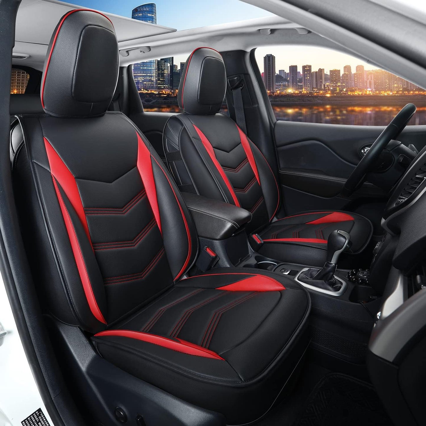 LUCKYMAN CLUB Jeep Cherokee Custom Seat Covers Fit 2014 2015 2016 2017 2018 2019 2020 2021 2022 2023 2024 years Cushions with Waterproof Faux Leather Car Accessories