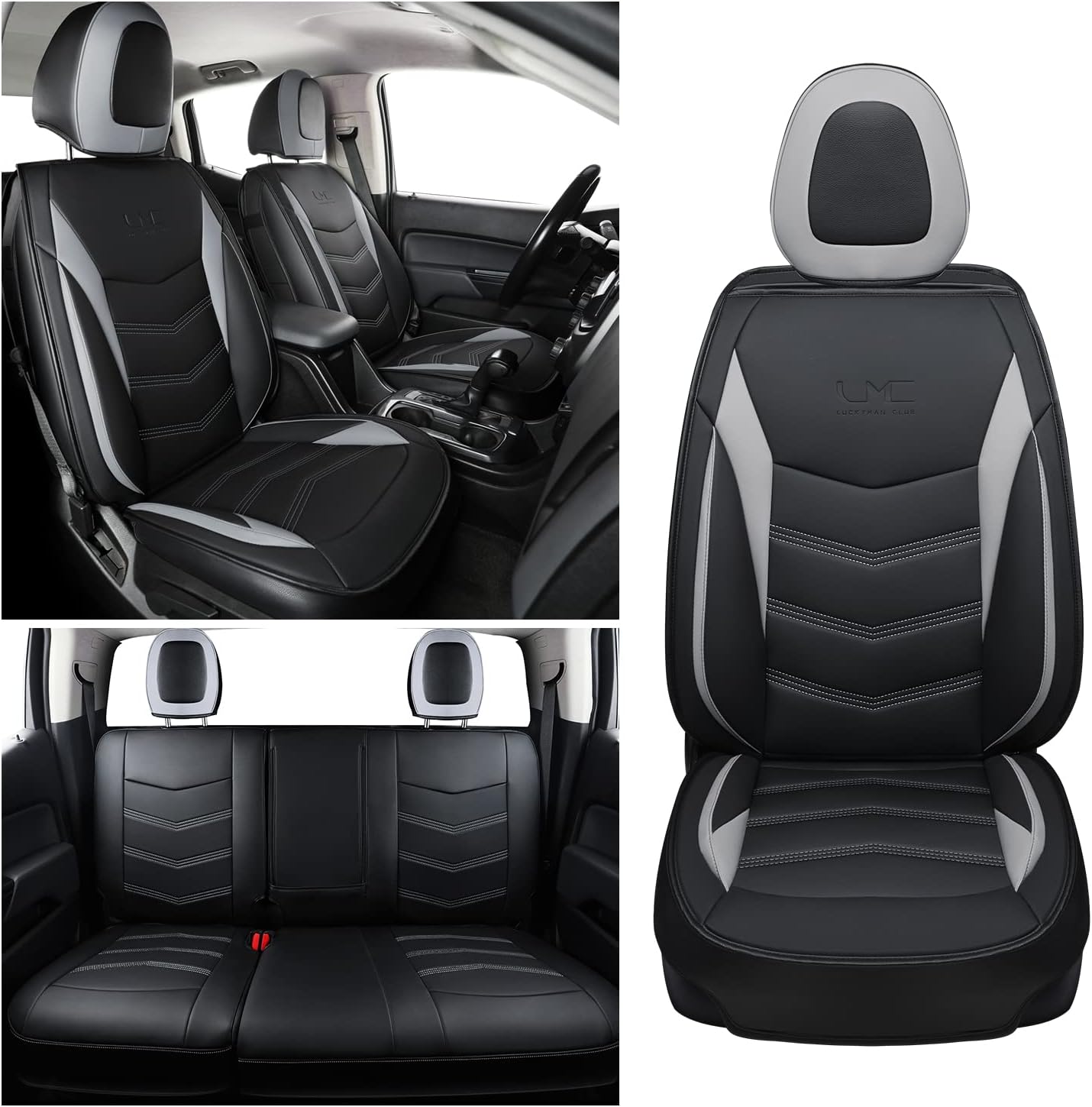 LUCKYMAN CLUB K9 Colorado Custom Canyon Full Set Car Pickup Seat Covers, Fit 2015 2016 2017 2018 2019 2020 2021 2022 Chevy Colorado Z71 LT ZR2 Work Truck, Waterproof Faux Leather