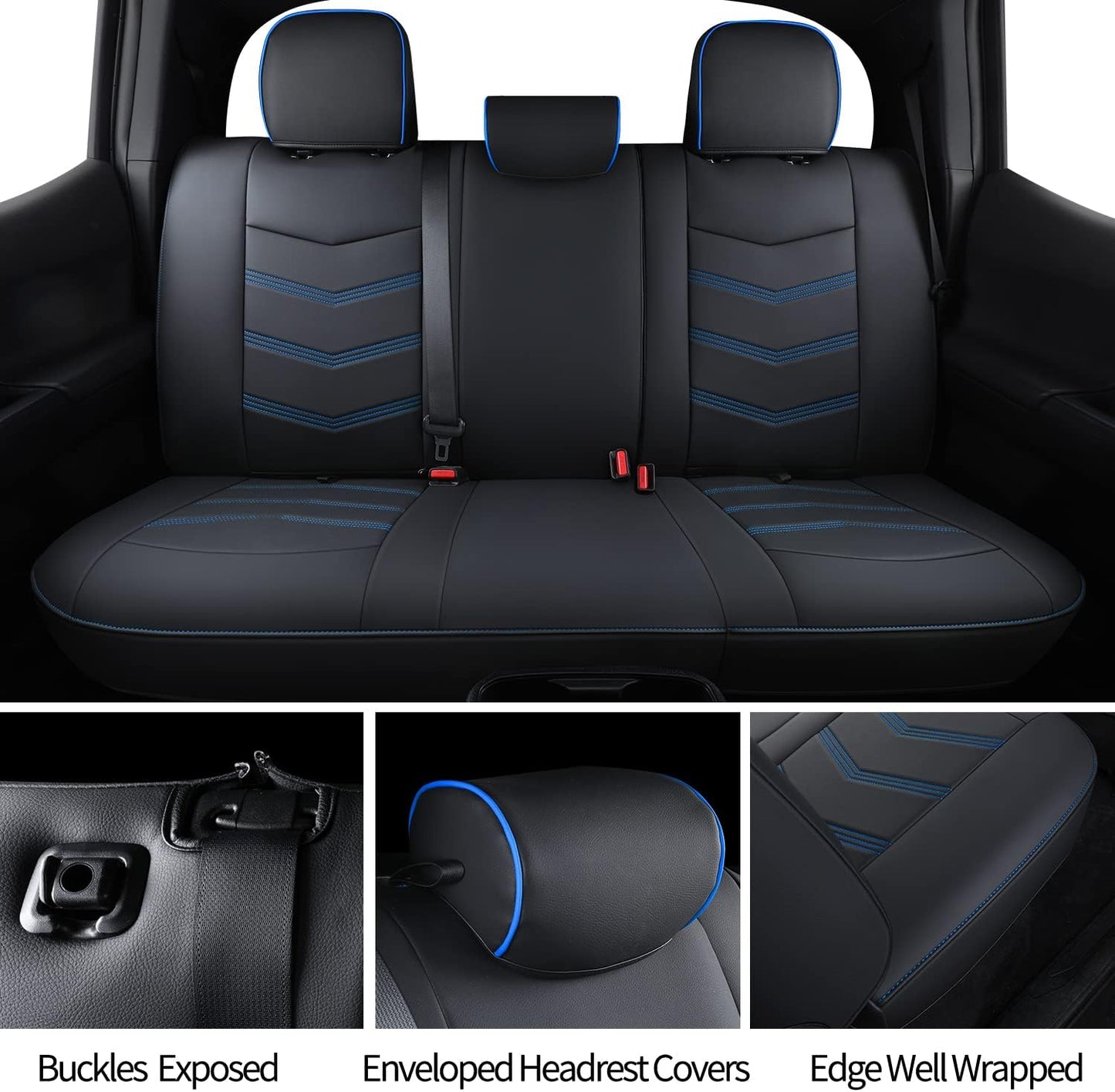 LUCKYMAN CLUB 2005-2023 Tacoma Seat Covers Full Set Waterproof leather for Tacoma Double/Crew Cab SR SR5 TRD Sport TRD Off-Road PreRunner Trims, with Waterproof Faux Leather All-enveloping, four seasons general, wear-resistant and scratch-resistant