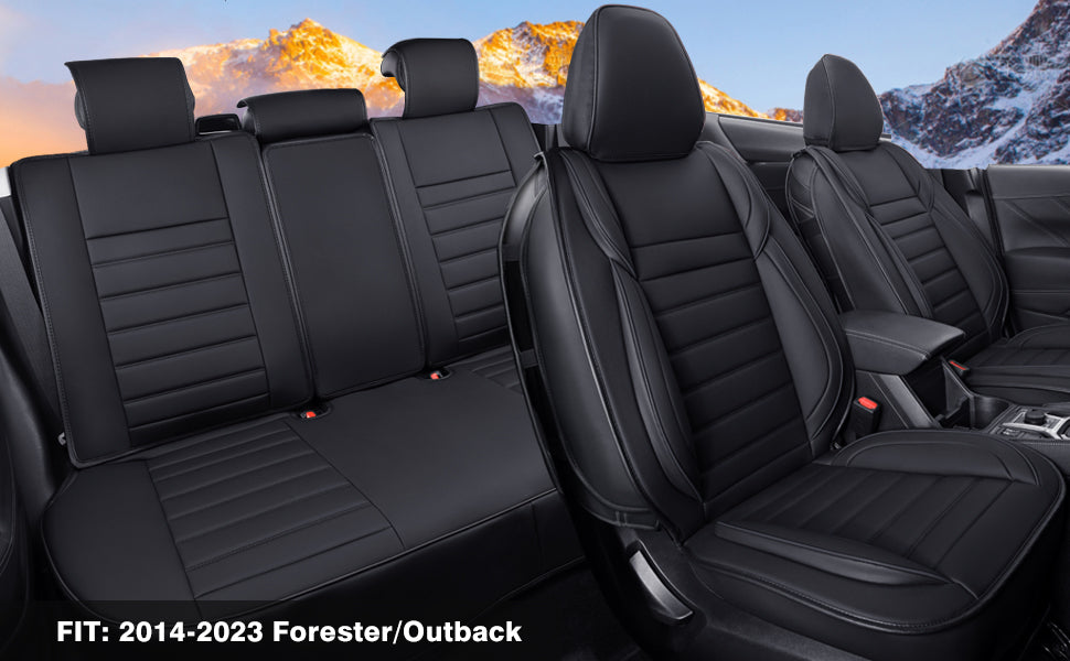 LUCKYMAN CLUB Subaru Forester Seat Covers Custom fit for 2014-2024 Outback and with Faux Leather Full Set Fit Premium Sport Wilderness Limited Touring Base with Waterproof
