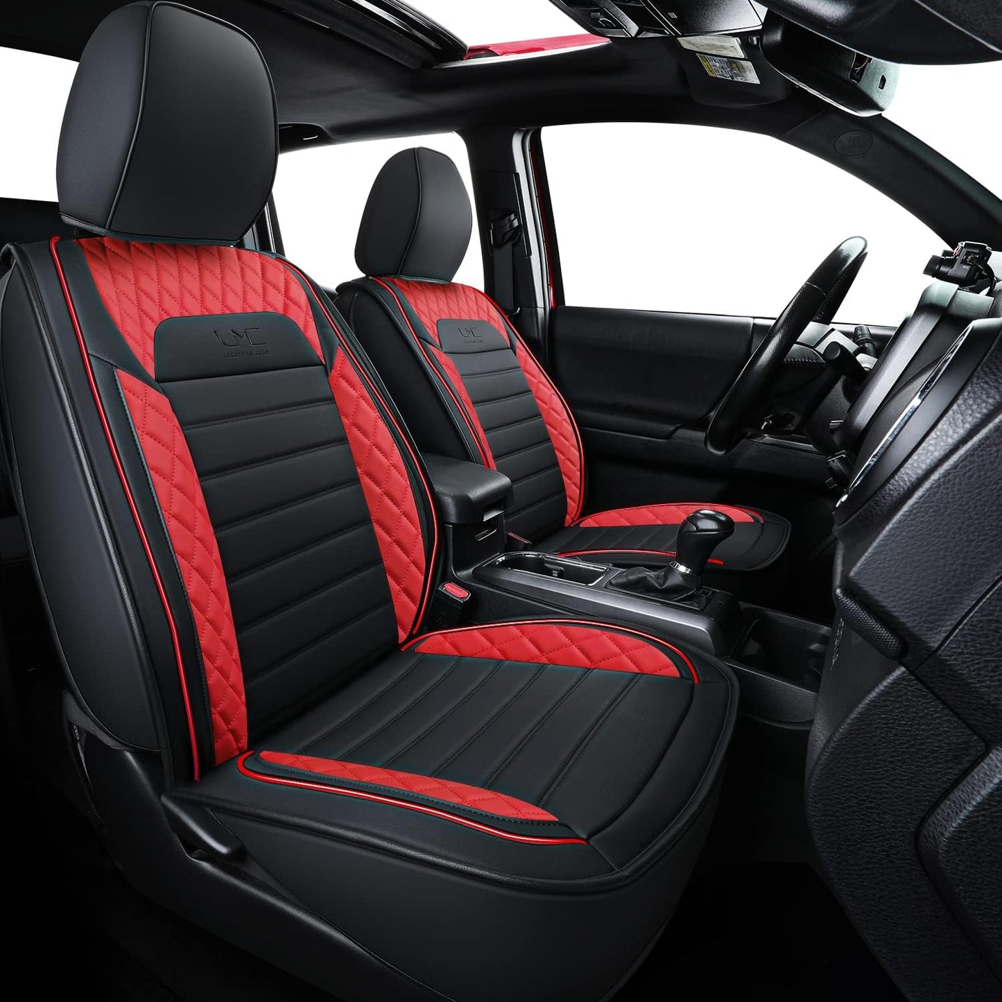 LUCKYMAN CLUB Tacoma Seat Covers, Fit for 2005-2023 Tacoma Crew Cab/Double Cab SR SR5 TRD Sport TRD Off-Road PreRunner with Water Proof Faux Leather