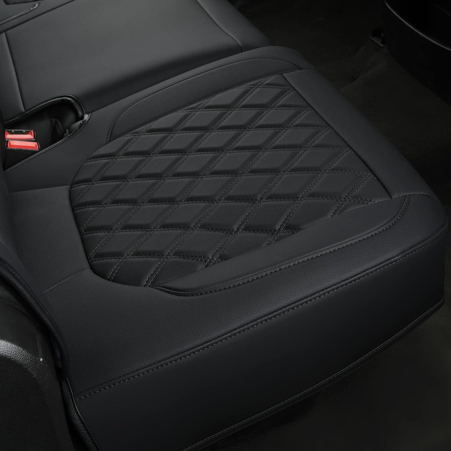 LUCKYMAN CLUB Silverado Seat Covers Full Set with Faux Leather, for 2014-2024 Chevy Silverado GMC Sierra 1500, 2020-2023 Silverado Sierra 2500HD 3500HD Crew Cab
