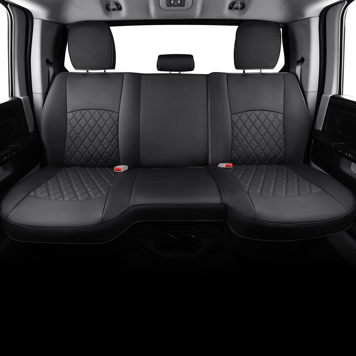 LUCKYMANCLUB Ram 1500Seat Covers,2011-2024,1500/2500/3500Crew Cab Waterproof Seat Covers FullSet, Custom Fit Ram Bighorn Laramie Limited Rebel Longhorn Pickup with 4/6 Split Rear Seat