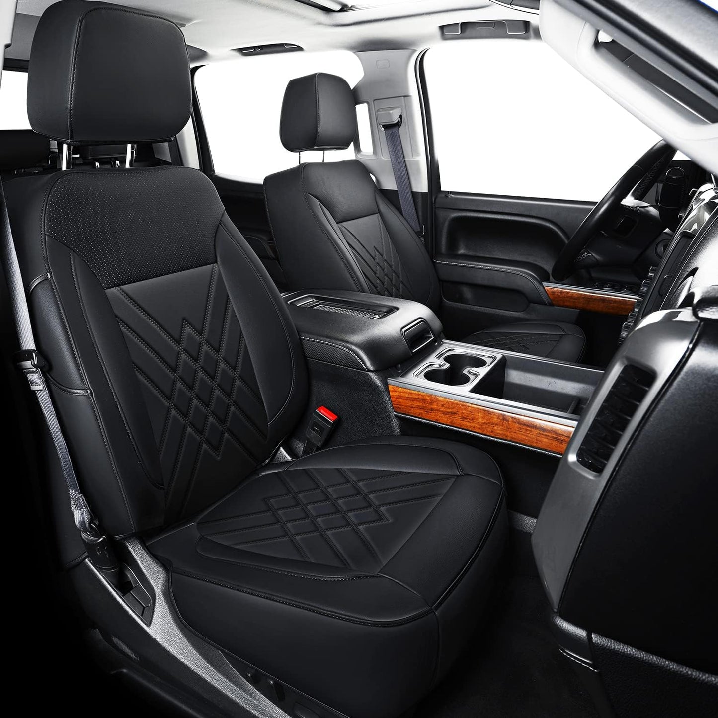 LUCKYMAN CLUB 2007-2024 Silverado seat covers Custom&Sierra 1500 2500 3500HD Trucks leather CustomSeat Covers Cars Pickups Full Set, Fit Trims Like LT,LTZ,RST