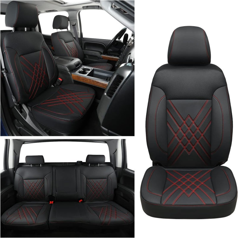 LUCKYMAN CLUB 2007-2024 Silverado seat covers Custom&Sierra 1500 2500 3500HD Trucks leather CustomSeat Covers Cars Pickups Full Set, Fit Trims Like LT,LTZ,RST