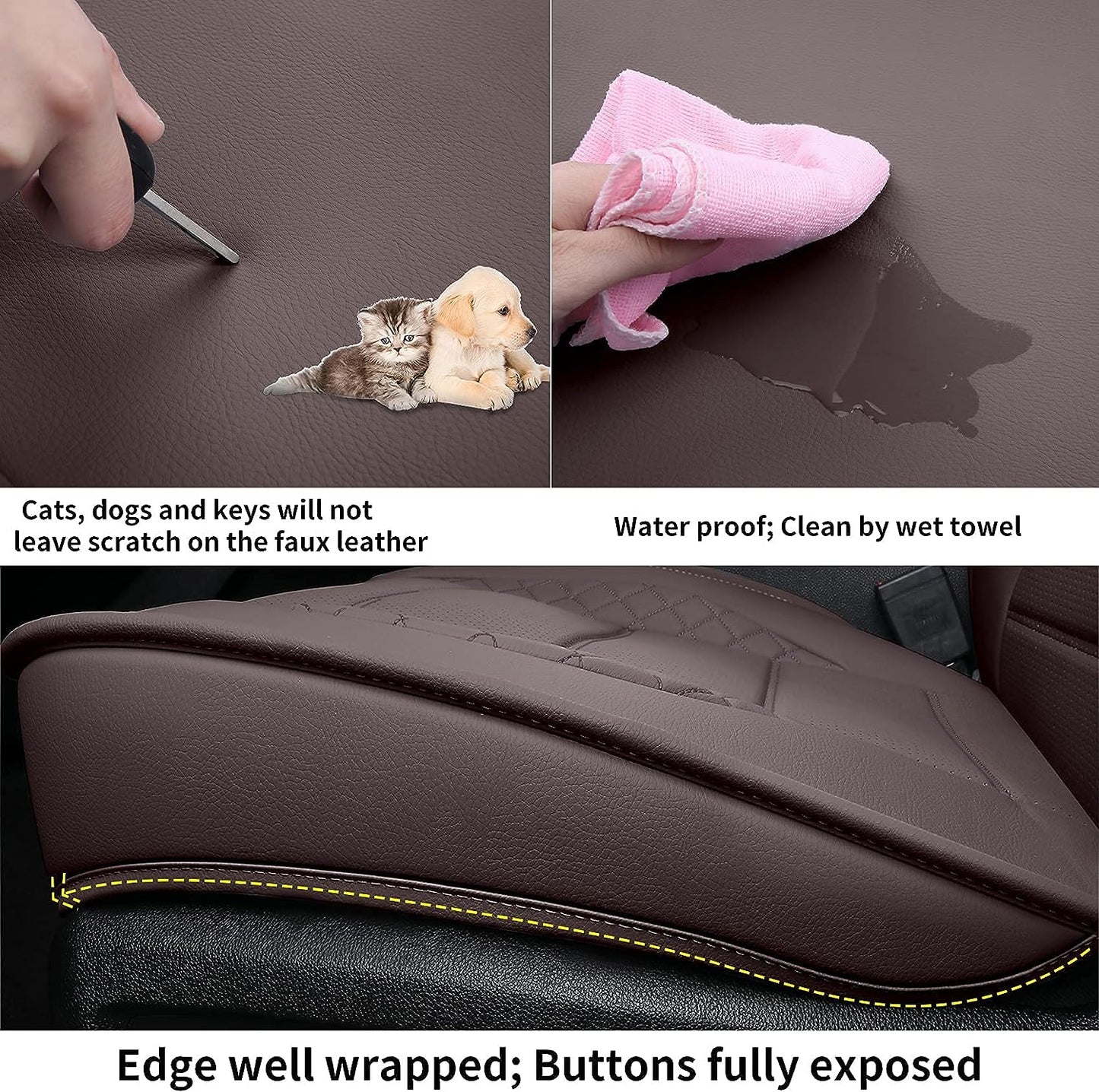 LUCKYMAN CLUB Silverado Seat Covers, Fit for 2019-2023 Chevy Silverado GMC Sierra 1500 and 2020-2023 2500HD 3500HD Crew Cab Water Proof Faux Leather
