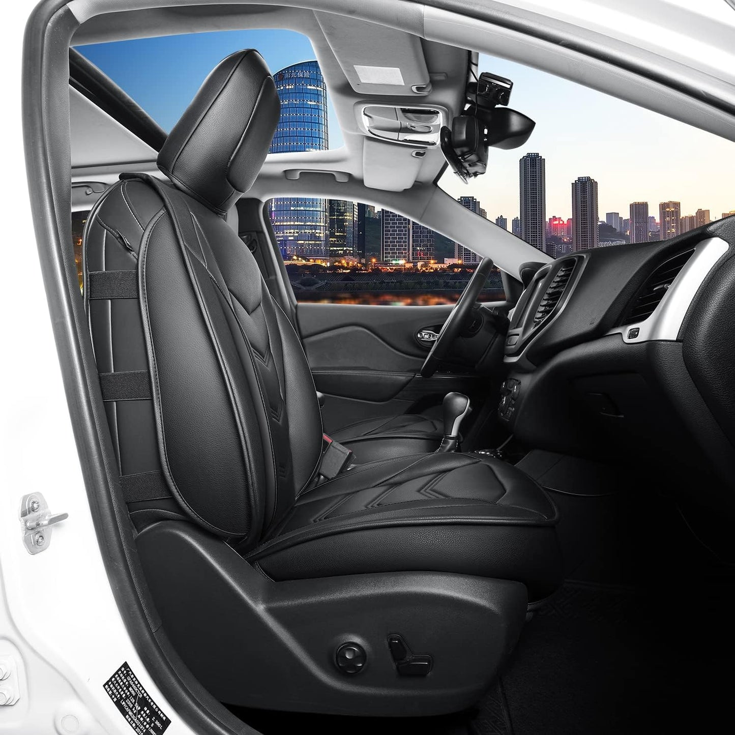 LUCKYMAN CLUB Jeep Cherokee Custom Seat Covers Fit 2014 2015 2016 2017 2018 2019 2020 2021 2022 2023 2024 years Cushions with Waterproof Faux Leather Car Accessories