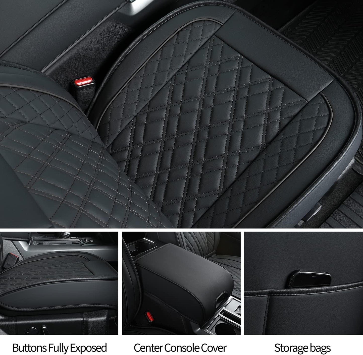 LUCKYMAN CLUB Ford F150 seat covers Fit 2009-2024 F150 SuperCrew and 2017-2024 F250 F350 F450 Crew Cab  With armrest box cushion, all seasons, waterproof leather cushions