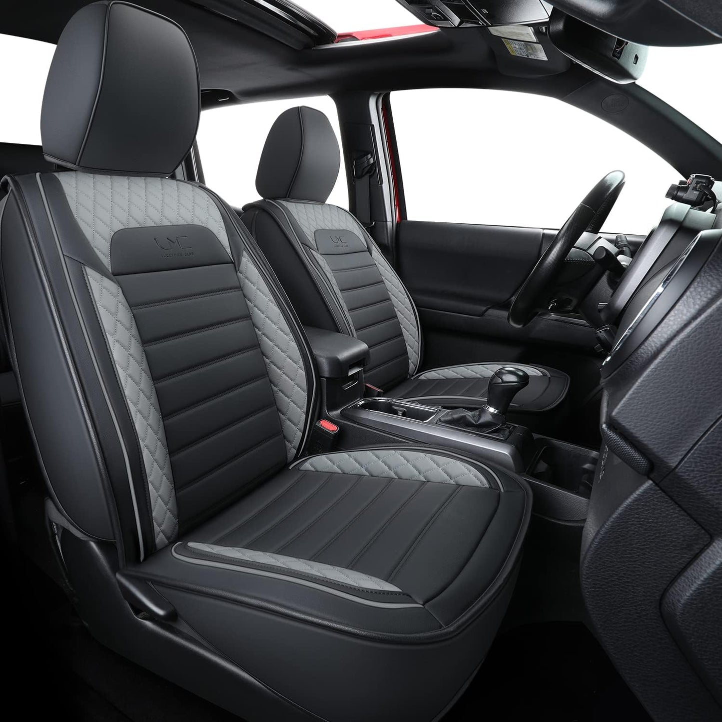 LUCKYMAN CLUB Tacoma Seat Covers, Fit for 2005-2023 Tacoma Crew Cab/Double Cab SR SR5 TRD Sport TRD Off-Road PreRunner with Water Proof Faux Leather