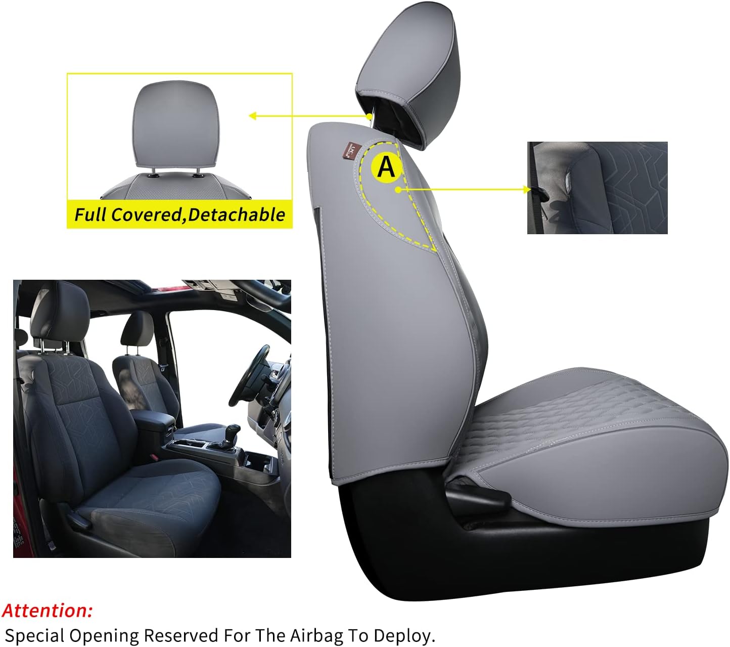 LUCKYMAN CLUB Tacoma Full-Set Seat Covers Fit Tacoma 2016 2017 2018 2019 2020 2021 2022 2023 Double/Crew Cab Only, with Faux Leather