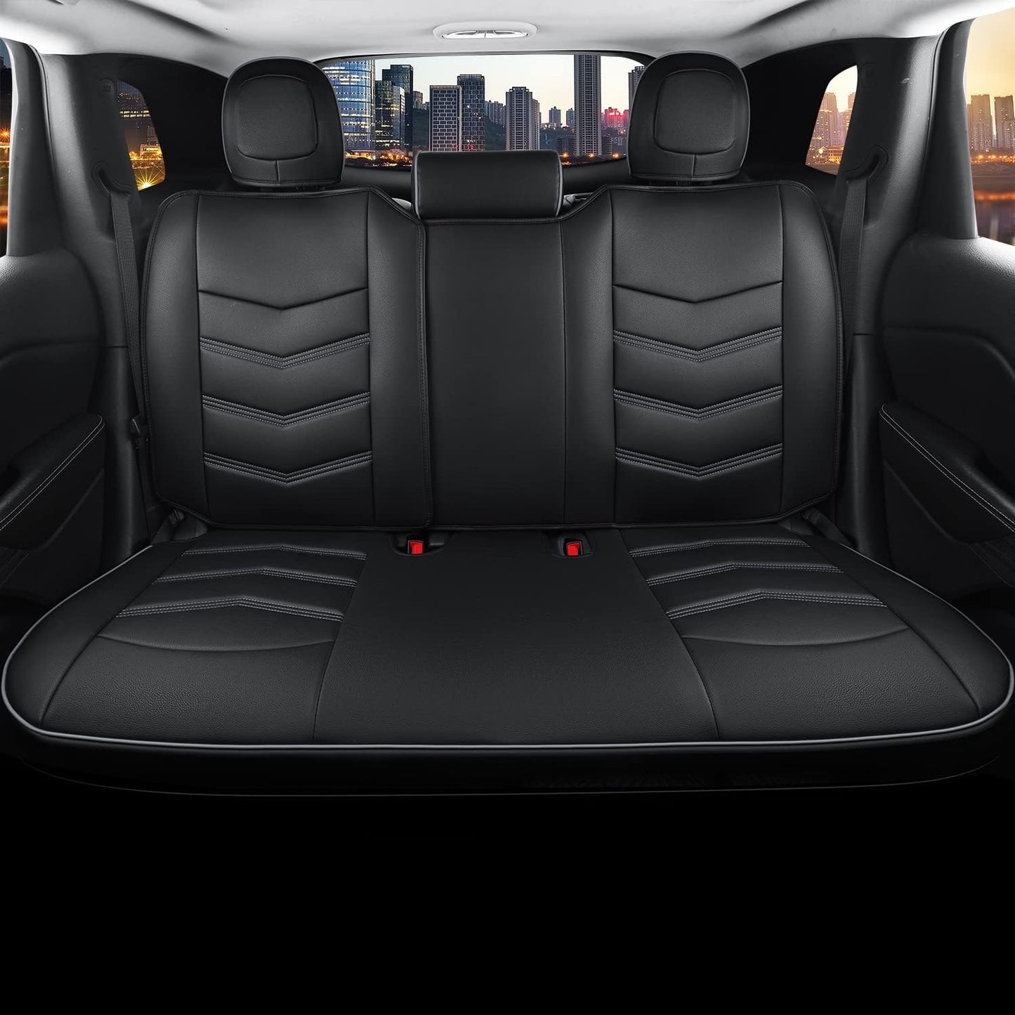LUCKYMAN CLUB Jeep Cherokee Custom Seat Covers Fit 2014 2015 2016 2017 2018 2019 2020 2021 2022 2023 2024 years Cushions with Waterproof Faux Leather Car Accessories