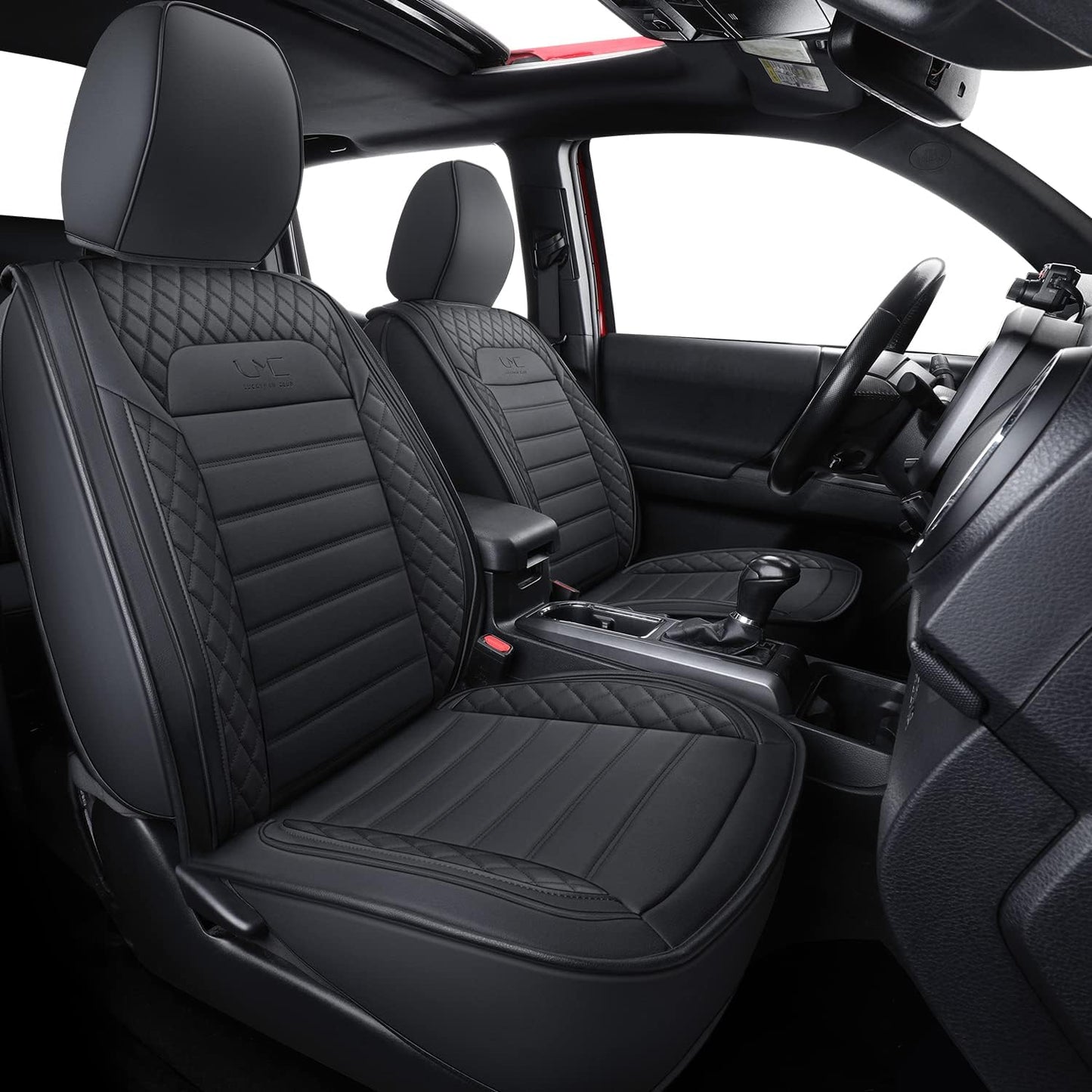 LUCKYMAN CLUB Tacoma Seat Covers, Fit for 2005-2023 Tacoma Crew Cab/Double Cab SR SR5 TRD Sport TRD Off-Road PreRunner with Water Proof Faux Leather