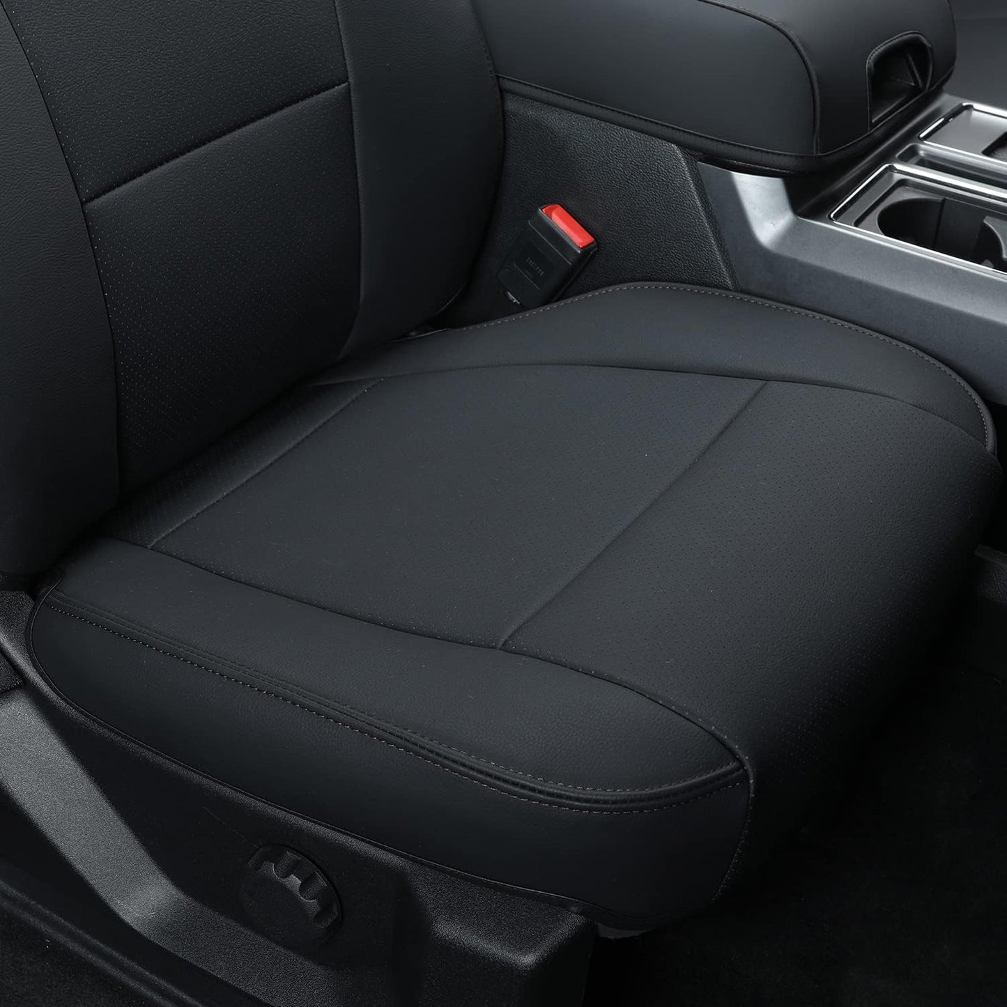 LUCKYMANCLUB F150 Faux Leather Seat Covers, Custom fit 2015-2024 Ford F150 SuperCrew, and 2017-2024 F250 F350 F450 Super Duty Crew Cab