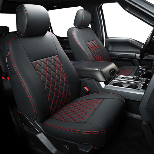 LUCKYMAN CLUB F150 SuperCrew 2009-2024 Custom Pickup Car Truck Seat Covers XLT, Waterproof Faux Leather, Full Coverage, Also Fit 2010-2024 F250/F350/F450