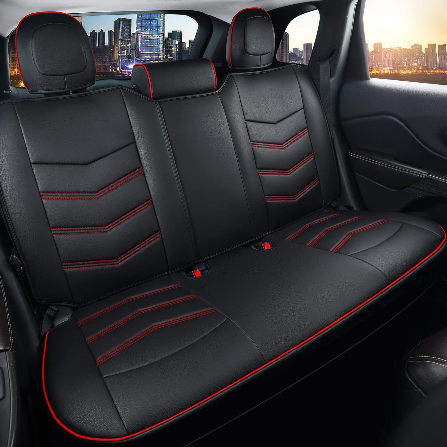 LUCKYMAN CLUB Jeep Cherokee Custom Seat Covers Fit 2014 2015 2016 2017 2018 2019 2020 2021 2022 2023 2024 years Cushions with Waterproof Faux Leather Car Accessories