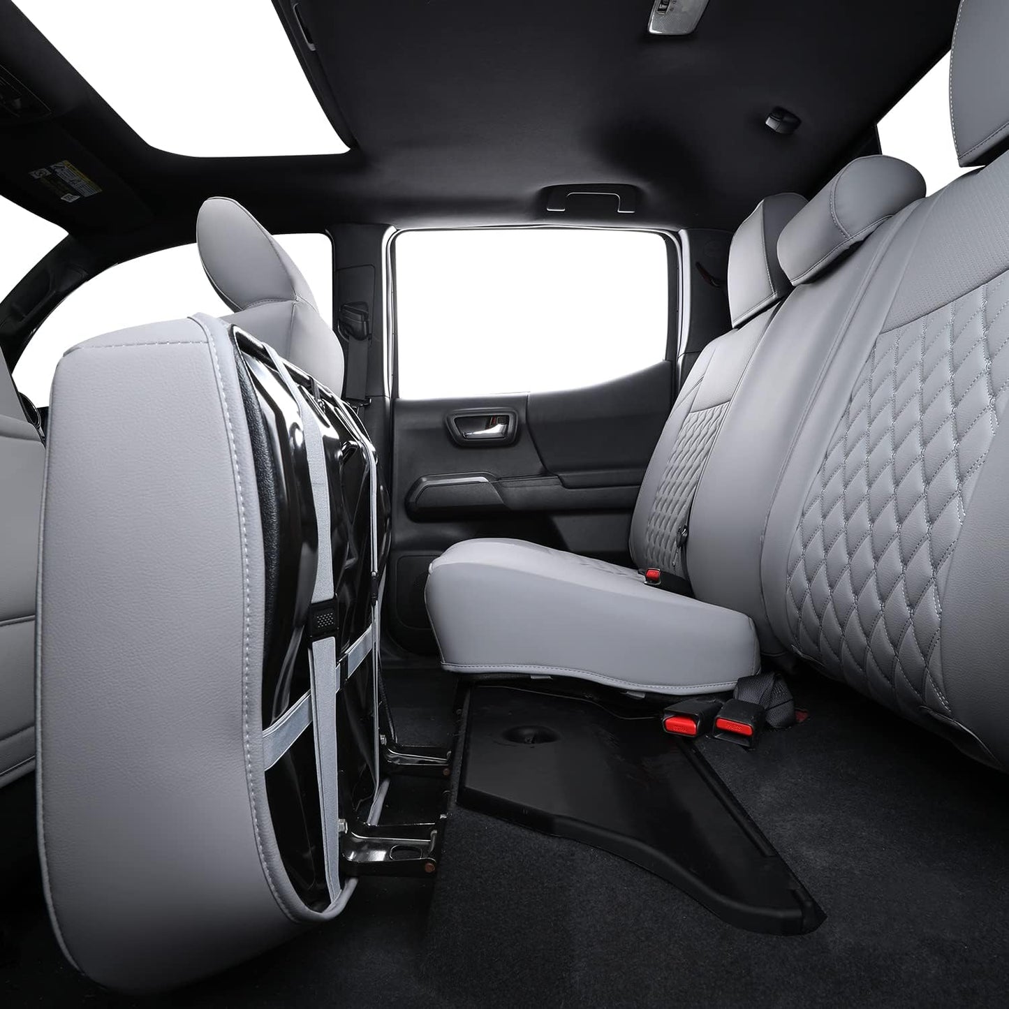 LUCKYMAN CLUB Tacoma Full-Set Seat Covers Fit Tacoma 2016 2017 2018 2019 2020 2021 2022 2023 Double/Crew Cab Only, with Faux Leather
