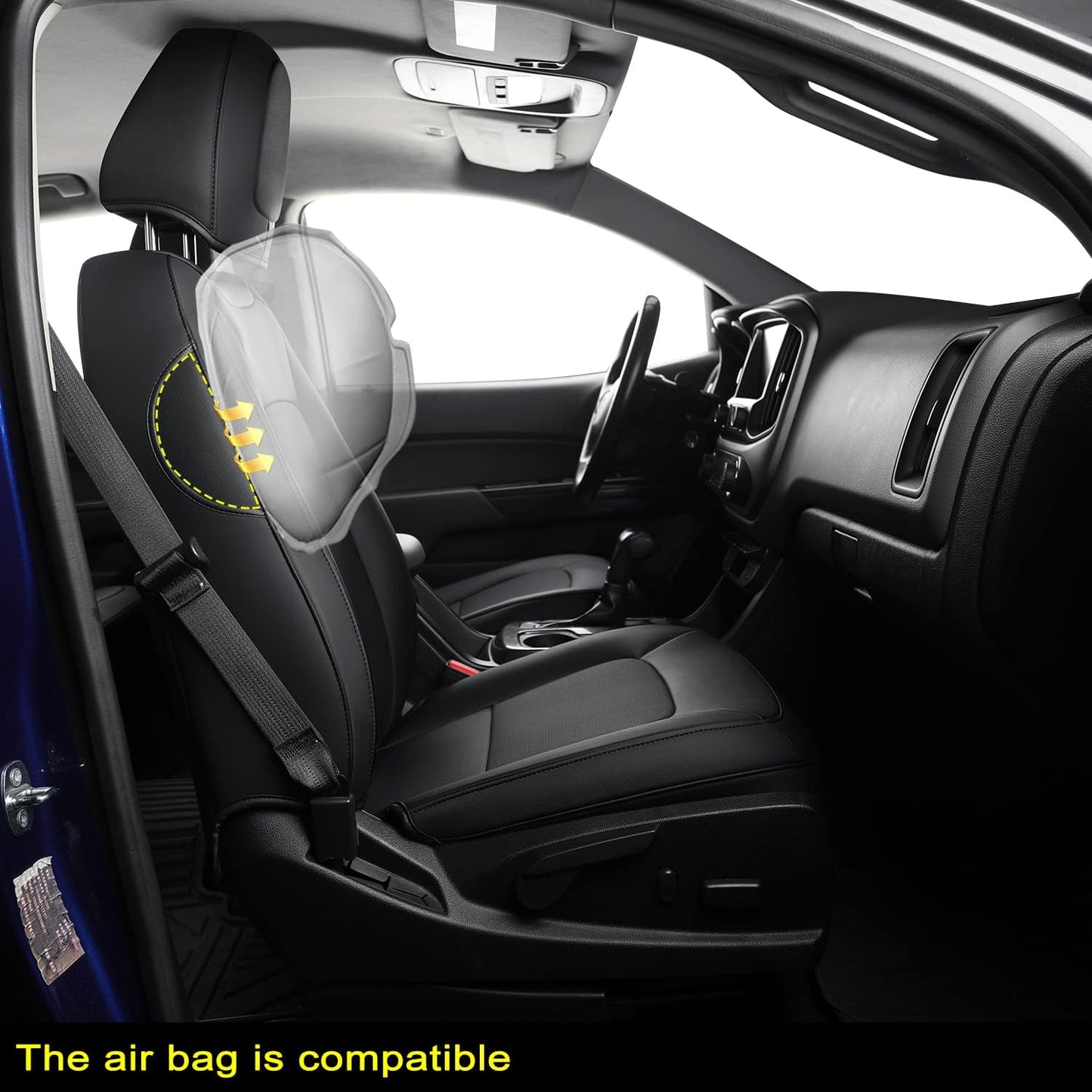 LUCKYMAN CLUB Chevy Colorado Seat Covers Full Set,fit for 2015-2022 Colorado Canyon Crew Cab Z71 LT ZR2 Work Truck with Water Proof Faux Leather