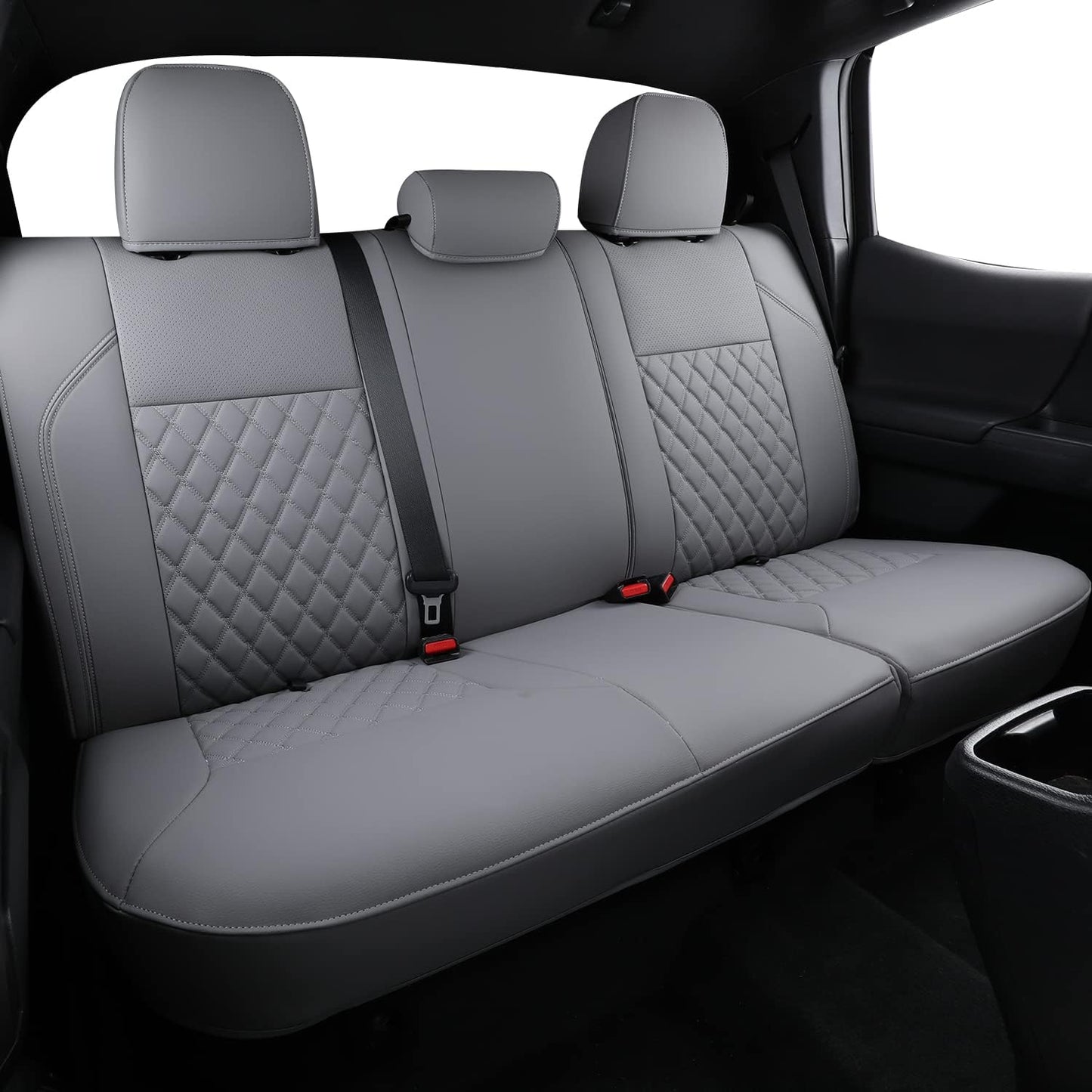 LUCKYMAN CLUB Tacoma Full-Set Seat Covers Fit Tacoma 2016 2017 2018 2019 2020 2021 2022 2023 Double/Crew Cab Only, with Faux Leather