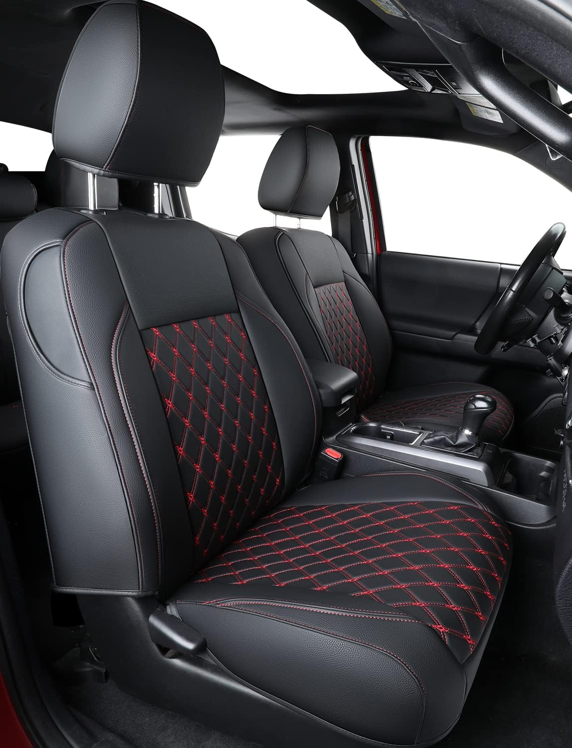 LUCKYMAN CLUB Tacoma Full-Set Seat Covers Fit Tacoma 2016 2017 2018 2019 2020 2021 2022 2023 Double/Crew Cab Only, with Faux Leather