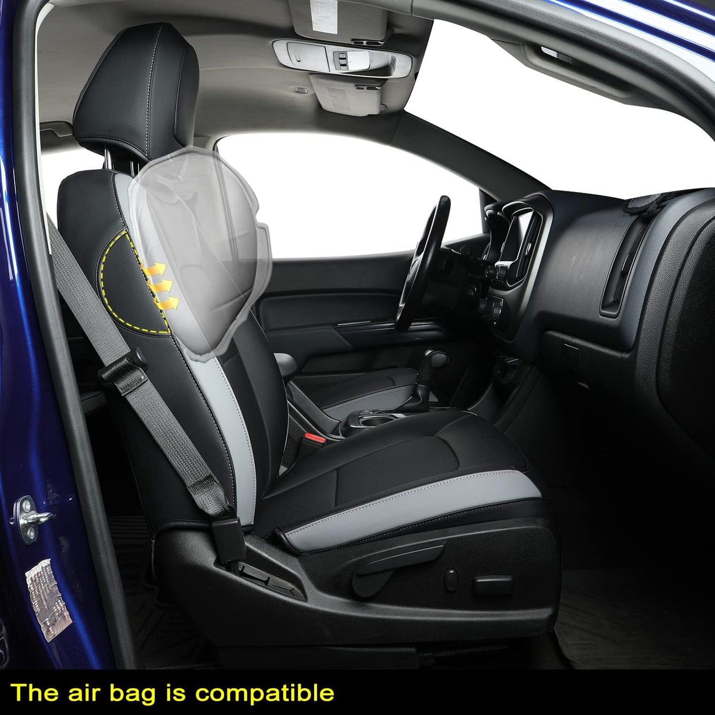 LUCKYMAN CLUB Chevy Colorado Seat Covers Full Set,fit for 2015-2022 Colorado Canyon Crew Cab Z71 LT ZR2 Work Truck with Water Proof Faux Leather