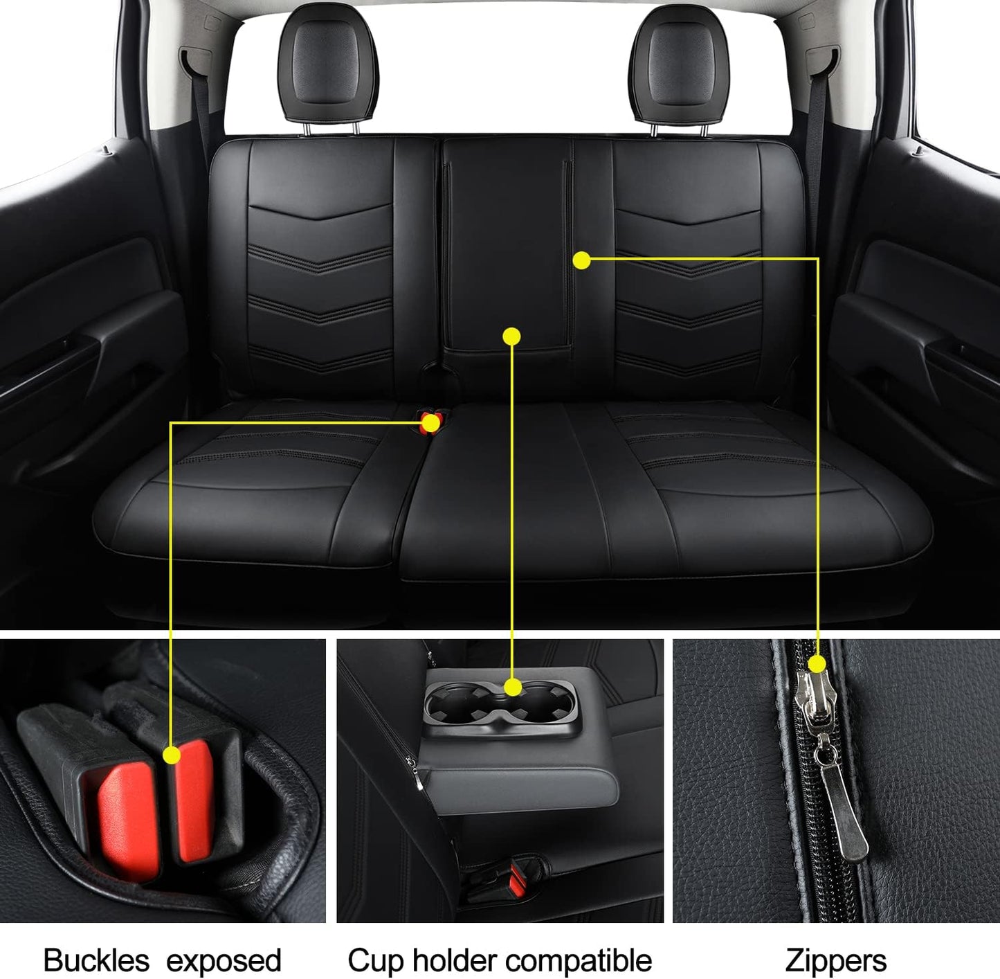 LUCKYMAN CLUB K9 Colorado Custom Canyon Full Set Car Pickup Seat Covers, Fit 2015 2016 2017 2018 2019 2020 2021 2022 Chevy Colorado Z71 LT ZR2 Work Truck, Waterproof Faux Leather