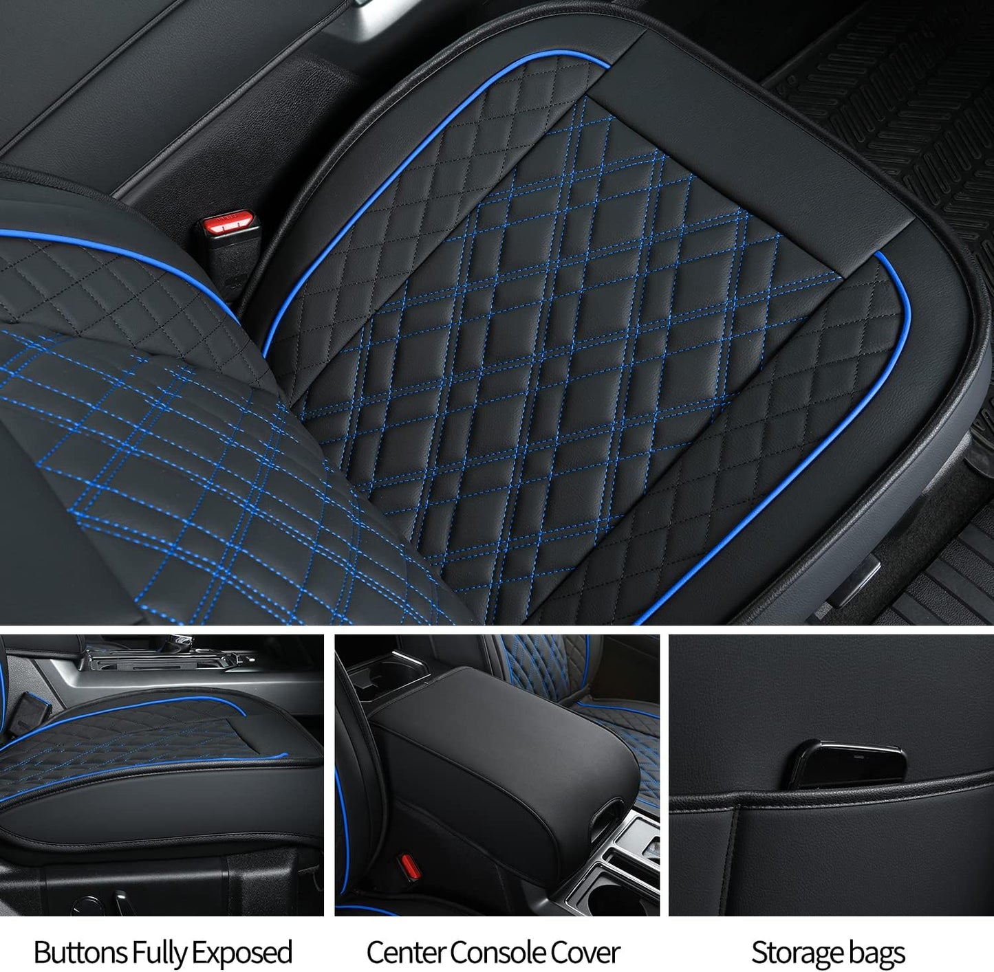 LUCKYMAN CLUB Ford F150 seat covers Fit 2009-2024 F150 SuperCrew and 2017-2024 F250 F350 F450 Crew Cab  With armrest box cushion, all seasons, waterproof leather cushions