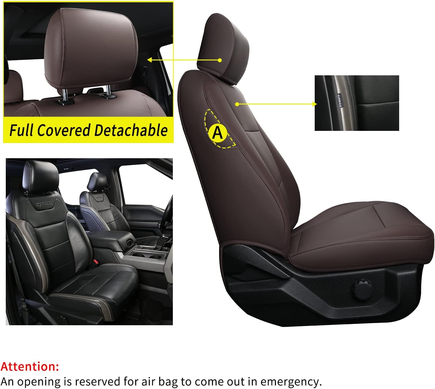 LUCKYMANCLUB F150 Faux Leather Seat Covers, Custom fit 2015-2024 Ford F150 SuperCrew, and 2017-2024 F250 F350 F450 Super Duty Crew Cab