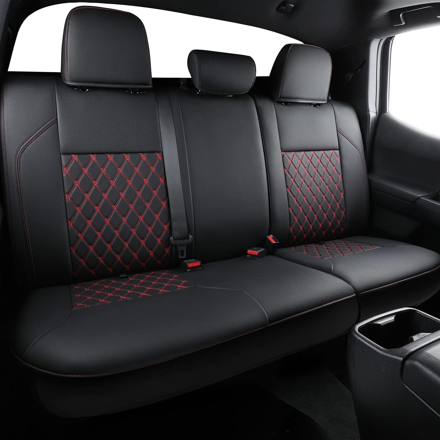 LUCKYMAN CLUB Tacoma Full-Set Seat Covers Fit Tacoma 2016 2017 2018 2019 2020 2021 2022 2023 Double/Crew Cab Only, with Faux Leather