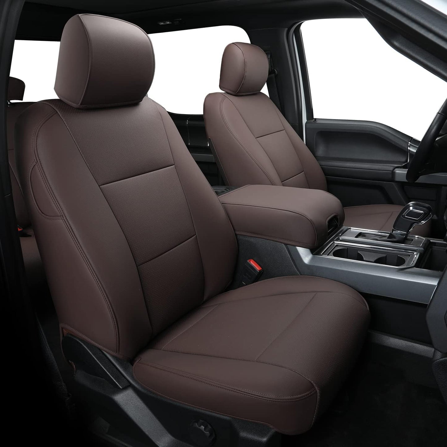 LUCKYMANCLUB F150 Faux Leather Seat Covers, Custom fit 2015-2024 Ford F150 SuperCrew, and 2017-2024 F250 F350 F450 Super Duty Crew Cab